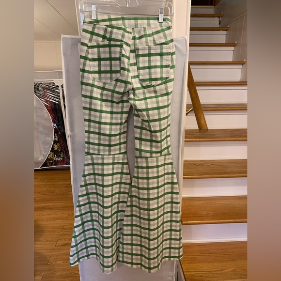 Free People We The Free Just Float On Flare Jean Extreme Gingham Mint - Picture 4 of 7